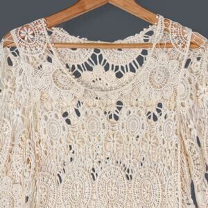 VTG Y2K Moon River Crochet Top Women's M Boho Coachella Western Coastal‎ Cowgirl